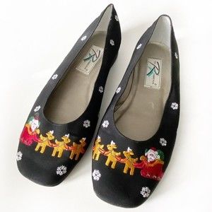 Ros Hommerson Santa Sleigh Embroidered Flats